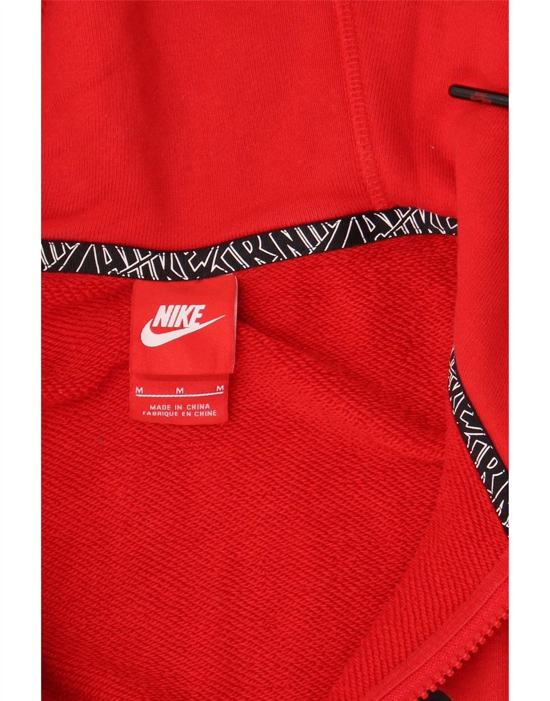 NIKE Mens Graphic Zip Hoodie Sweater Medium Red Cotton