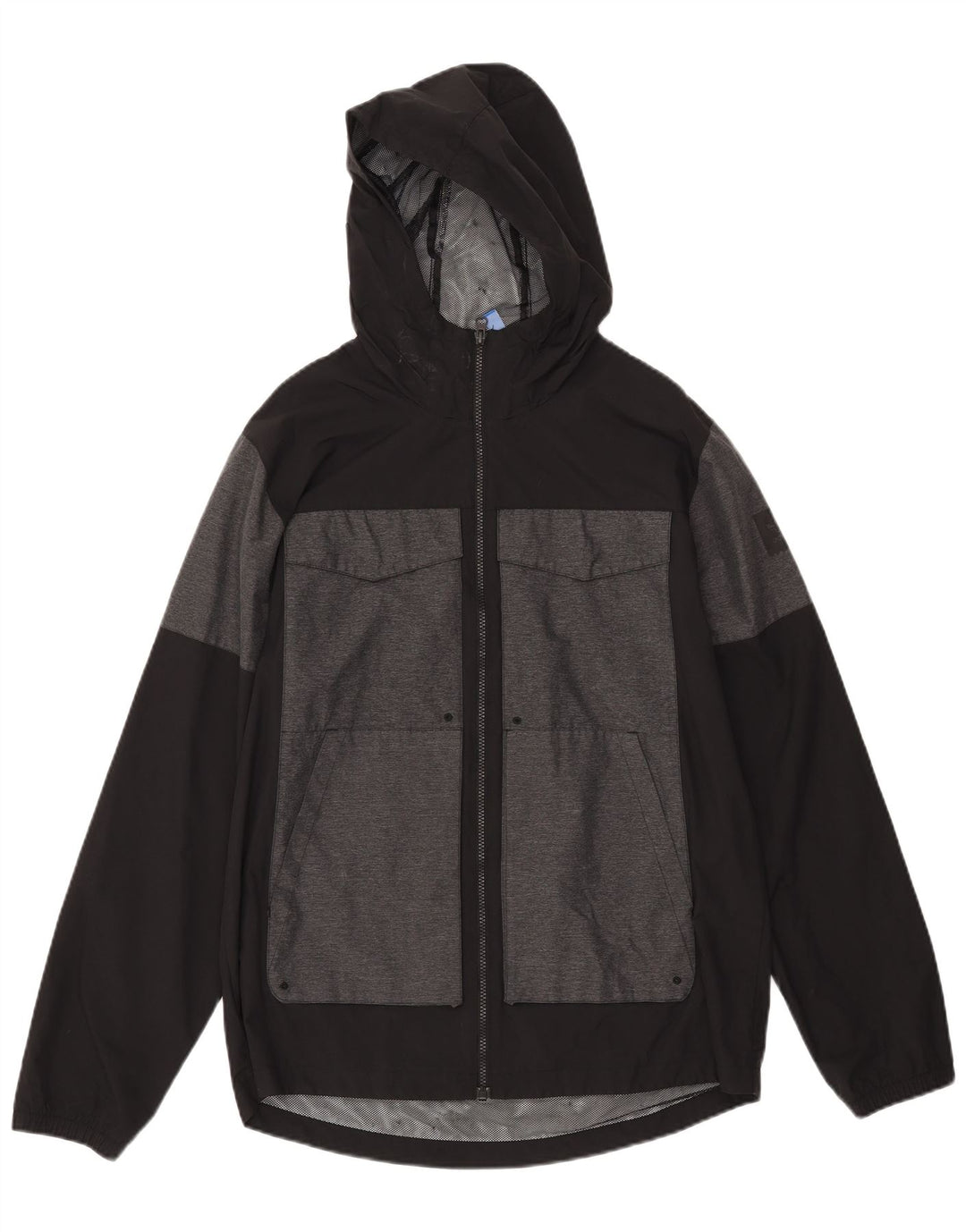 ADIDAS Mens Hooded Rain Jacket UK 38 Medium Black Colourblock Polyester