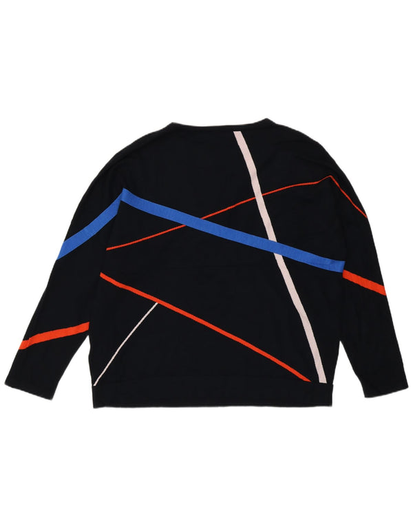Phase Eight Womens Crew Neck Jumper Sweater UK 16 Large Black Geometric