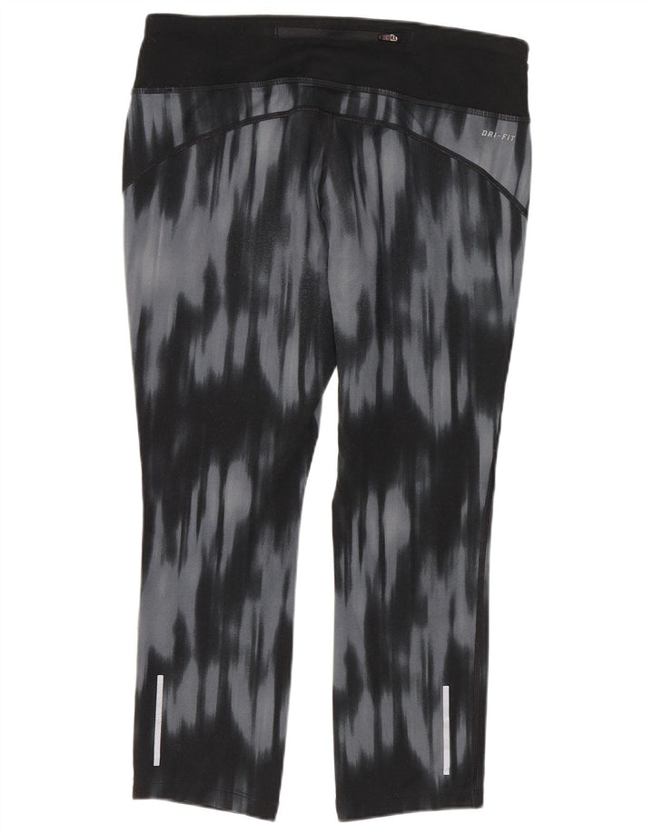 Nike Womens Dri Fit Capri Leggings UK 12 Medium Blue Tie Dye Polyester