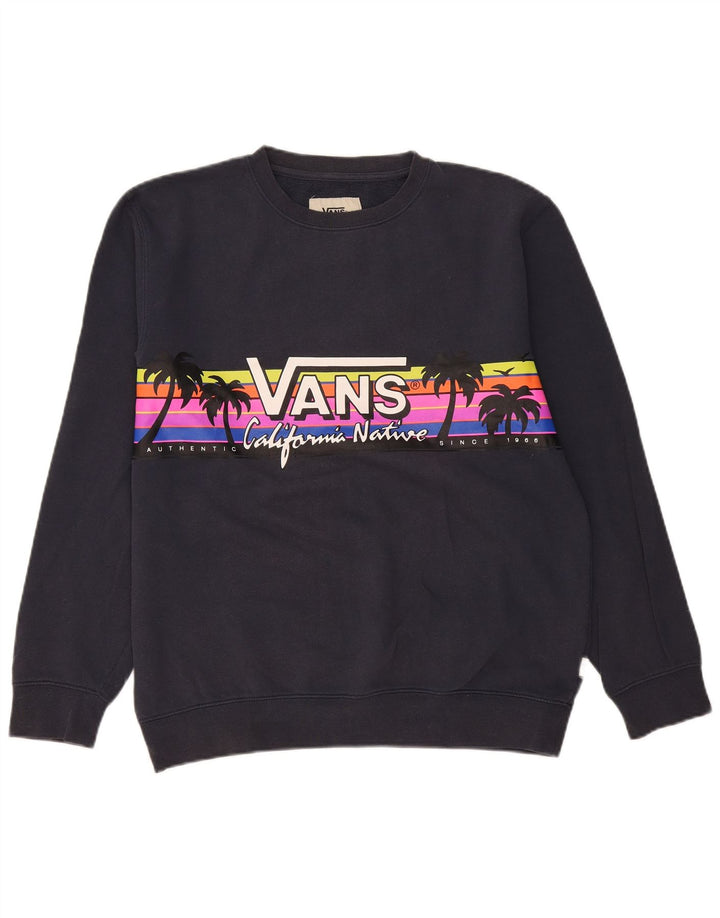 VANS Mens Loose Fit Graphic Sweatshirt Jumper Small Navy Blue