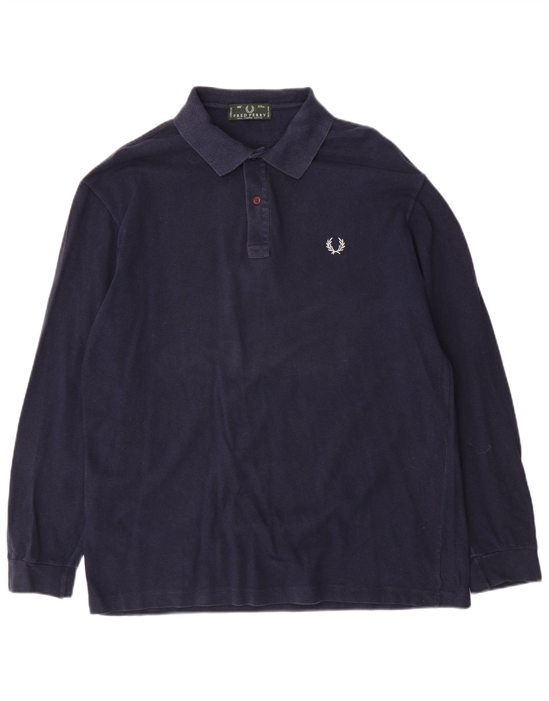 Fred Perry Mens Long Sleeve Polo Shirt Large Navy Blue Cotton