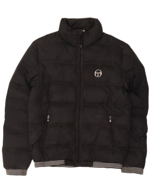 Sergio Tacchini Mens Bomber Padded Jacket UK 36 Small Black Nylon Sports