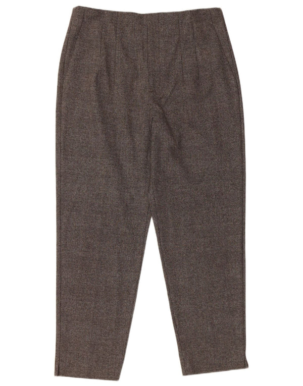 Zara Womens High Waist Cropped Trousers EU 42 Large W32 L27 Grey Classic