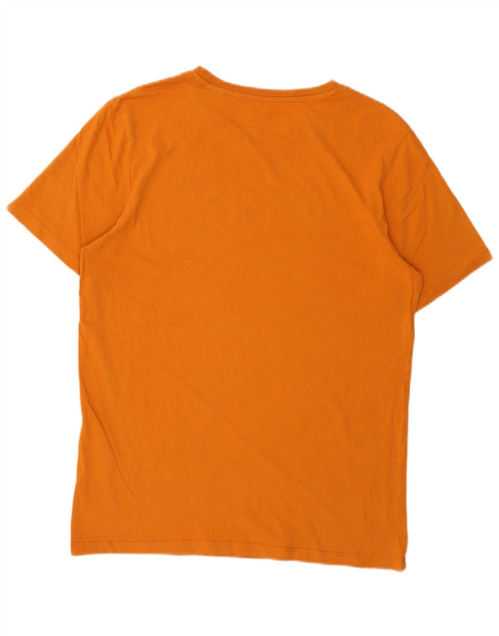 JACK & JONES Mens Graphic T-Shirt Top Medium Orange Cotton
