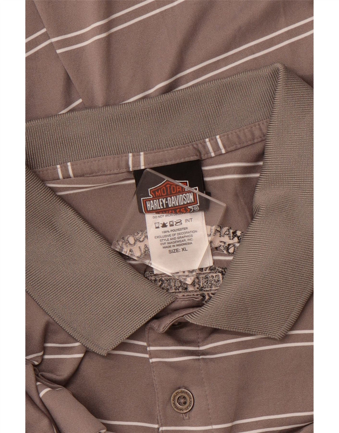HARLEY DAVIDSON Mens Polo Shirt XL Grey Striped Polyester