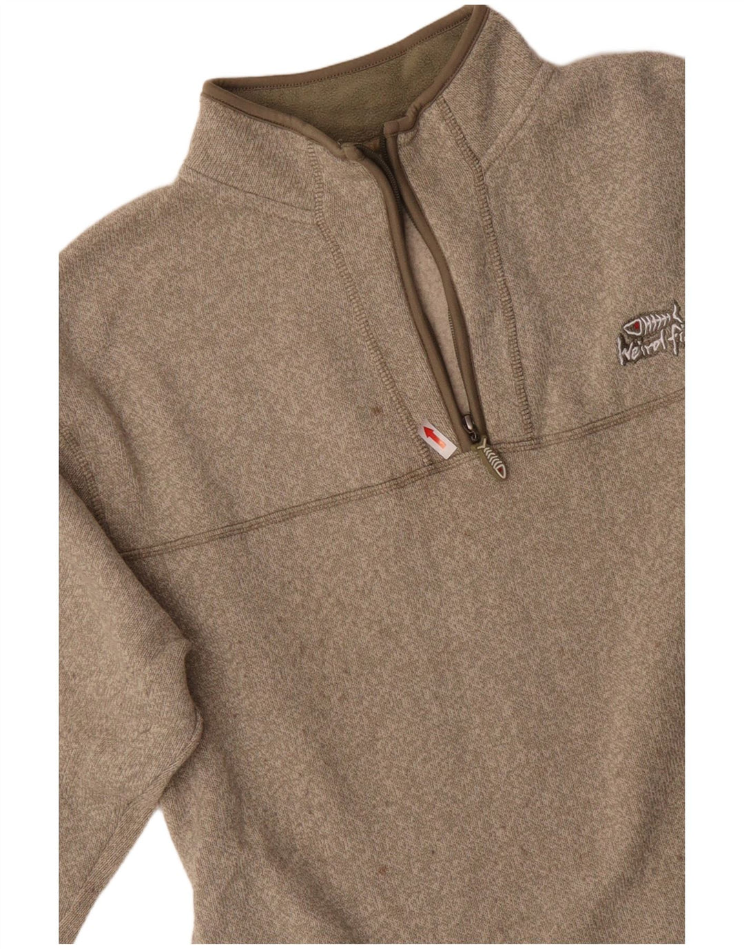 WEIRD FISH Mens Zip Neck Sweatshirt Jumper Medium Beige Polyester