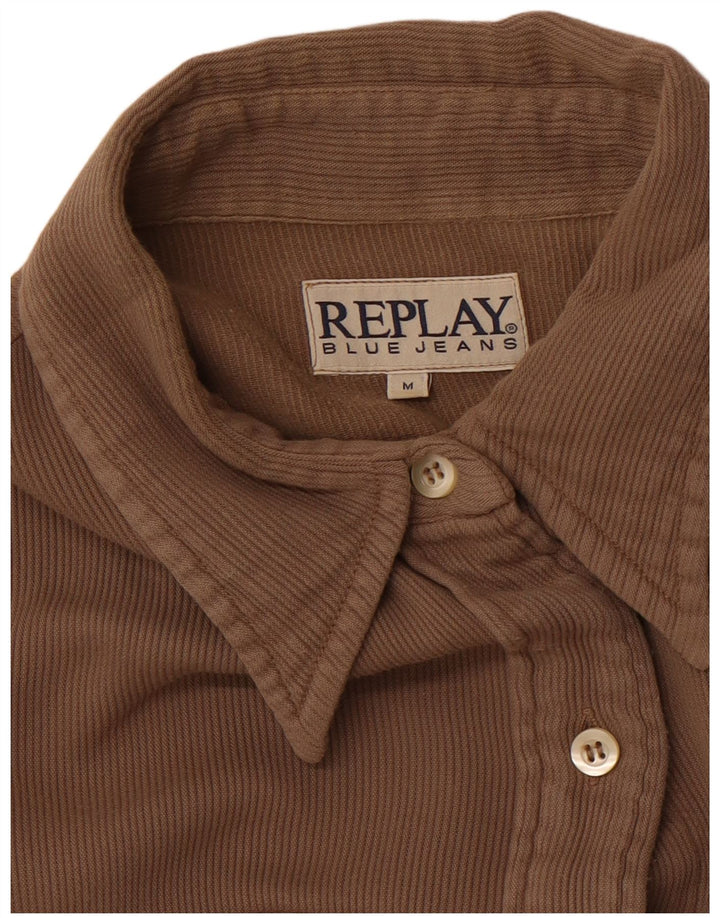REPLAY Womens Shirt UK 12 Medium Brown