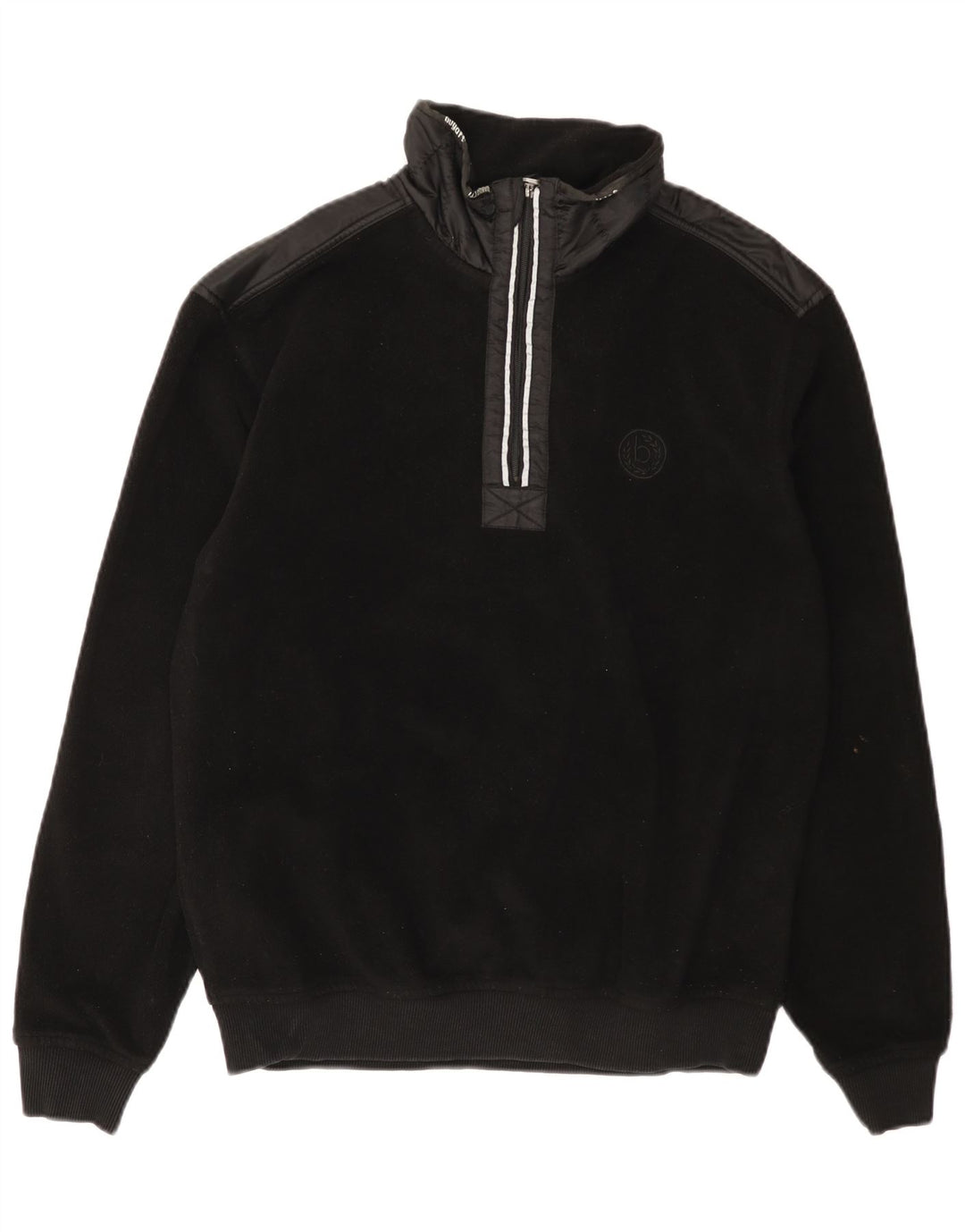 Bugatti Mens Zip Neck Fleece Jumper Large Black Polyester