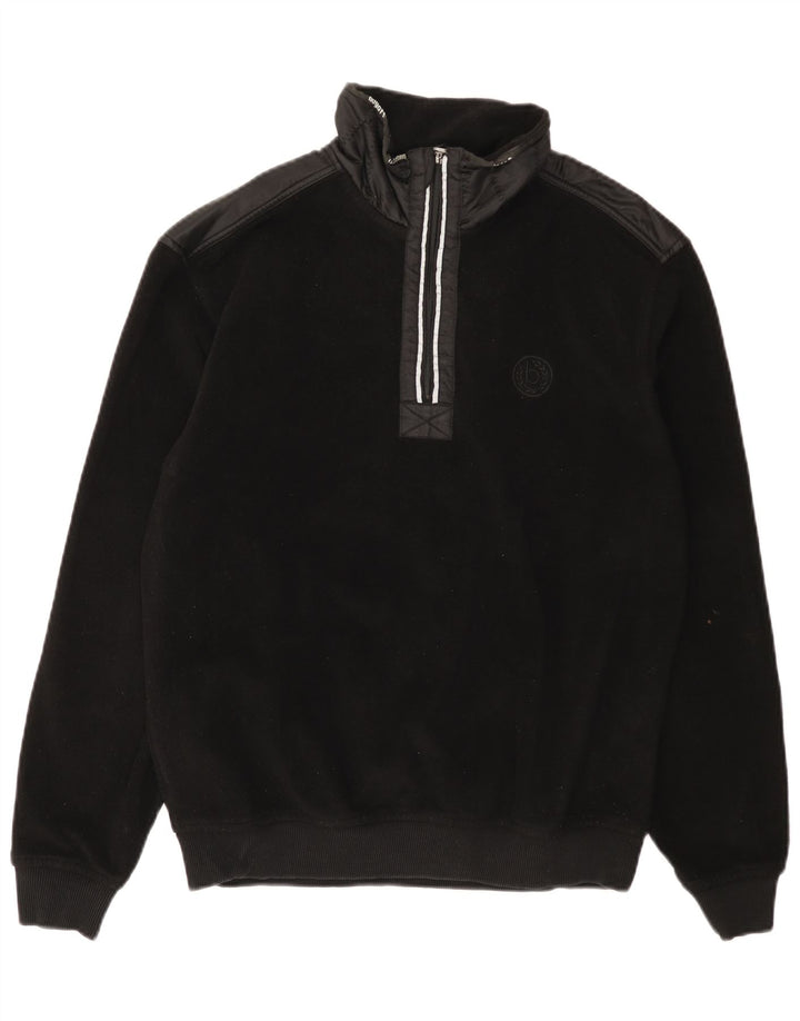 Bugatti Mens Zip Neck Fleece Jumper Large Black Polyester