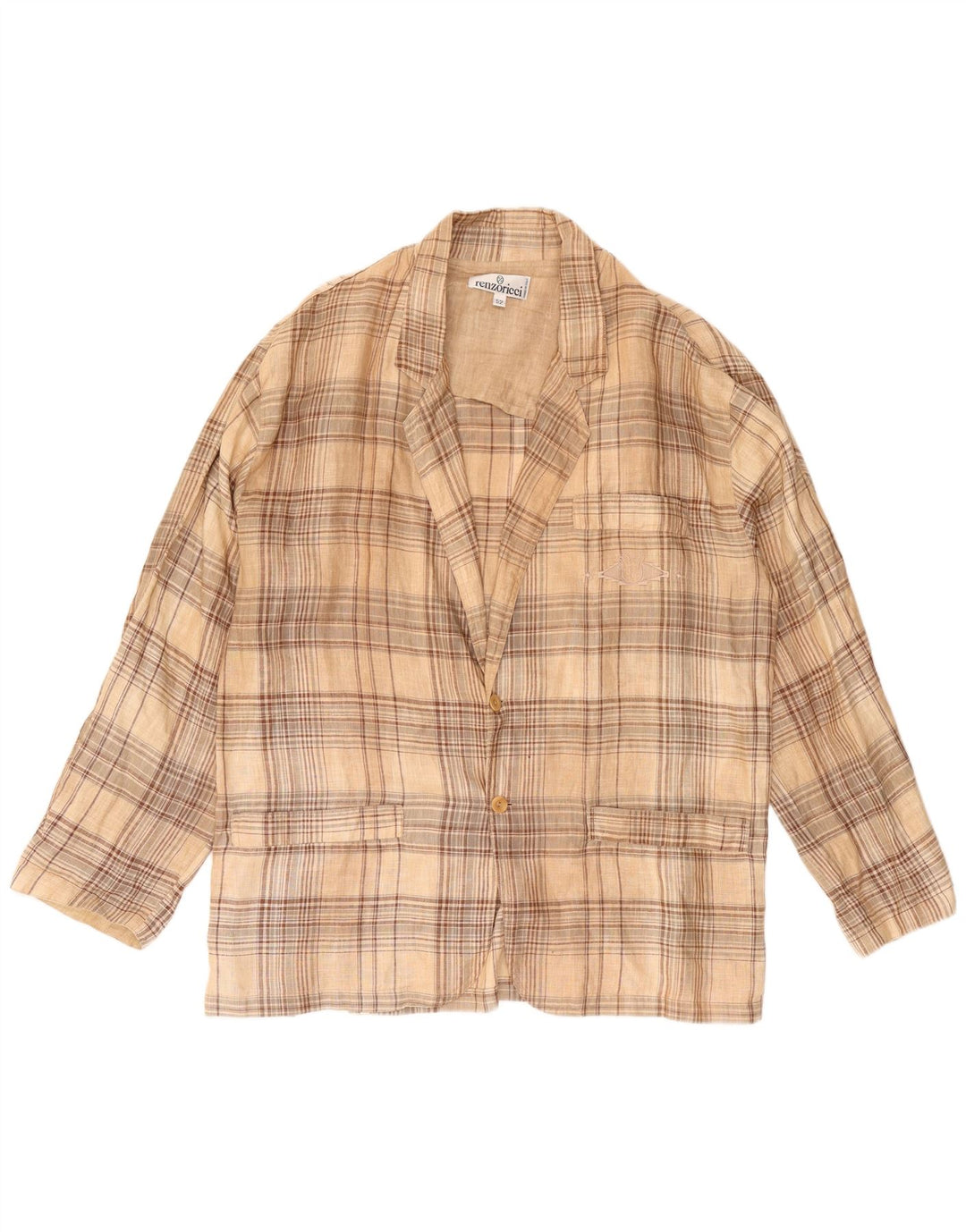 Vintage Mens 3 Button Blazer Jacket IT 52 XL Beige Check