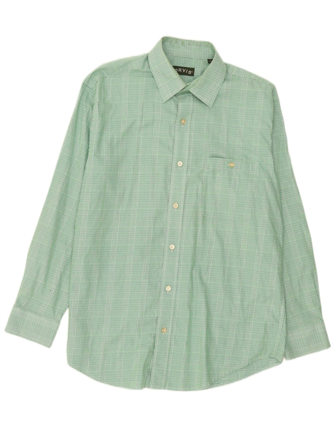 Orvis Mens Flannel Shirt Large Green Check Cotton