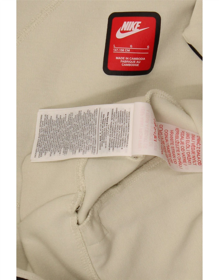 NIKE Boys Zip Hoodie Sweater 12-13 Years Large White Cotton