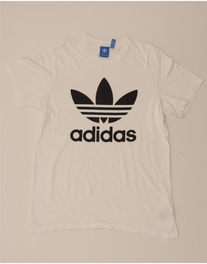ADIDAS Mens Graphic T-Shirt Top Medium White Cotton Vintage Adidas and Second-Hand Adidas from Messina Hembry 