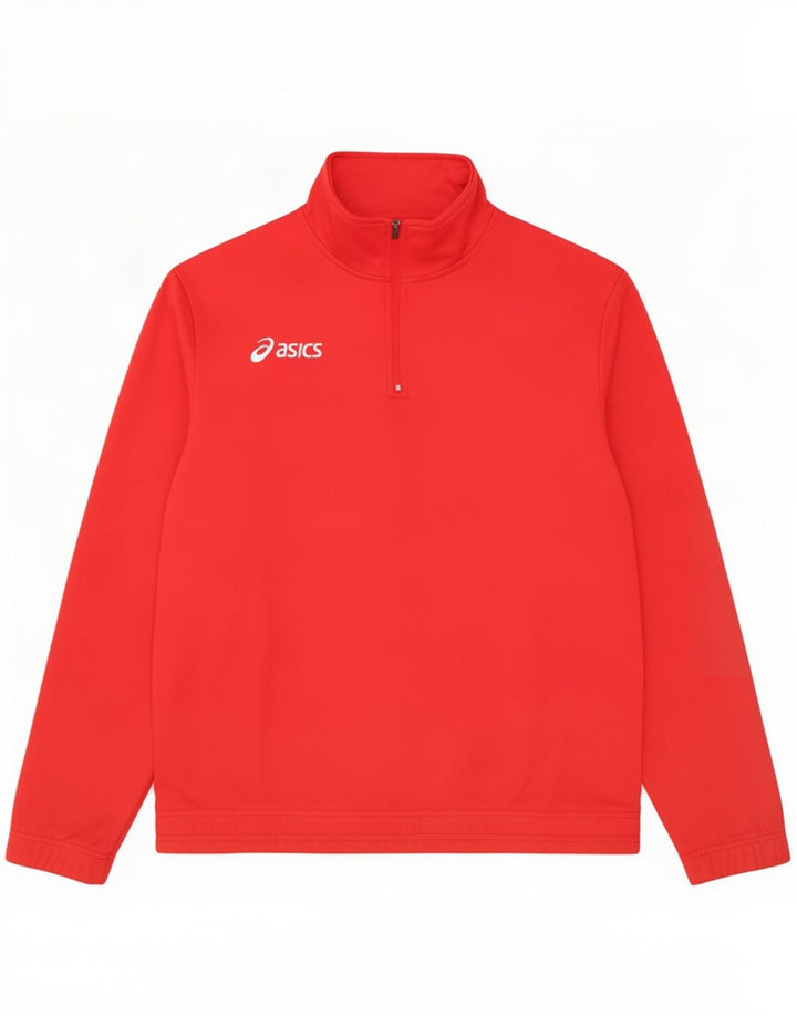 Asics Boys Zip Neck Sweatshirt Jumper 13-14 Years Red Polyester