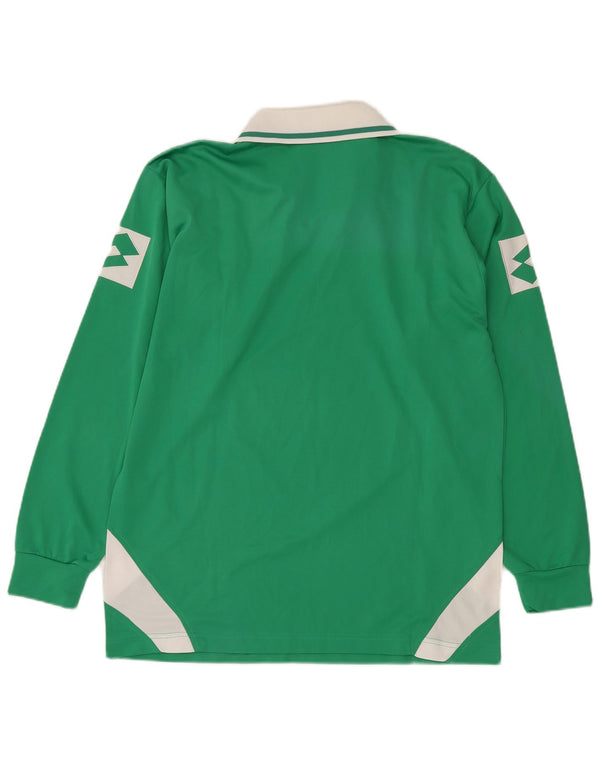 LOTTO Mens Graphic Long Sleeve Polo Shirt XL Green Colourblock Polyester