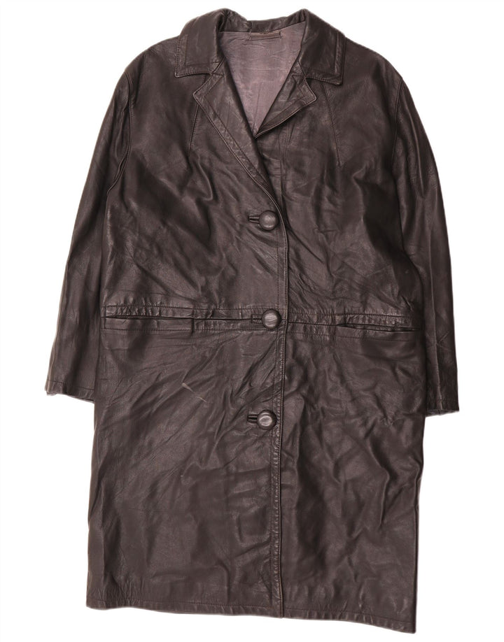 Vintage Womens Leather Coat UK 14 Large Black