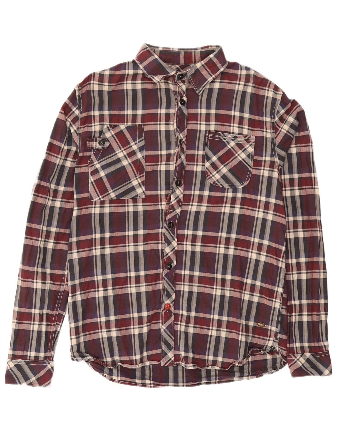 SCOTCH & SODA Mens Flannel Shirt Large Burgundy Check
