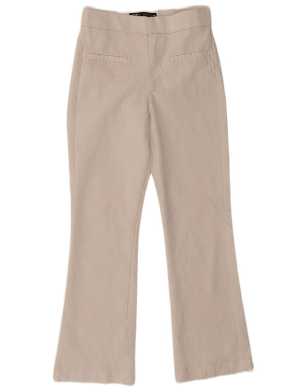 Zara Womens Bootcut Casual Trousers XS W24 L25 White Cotton