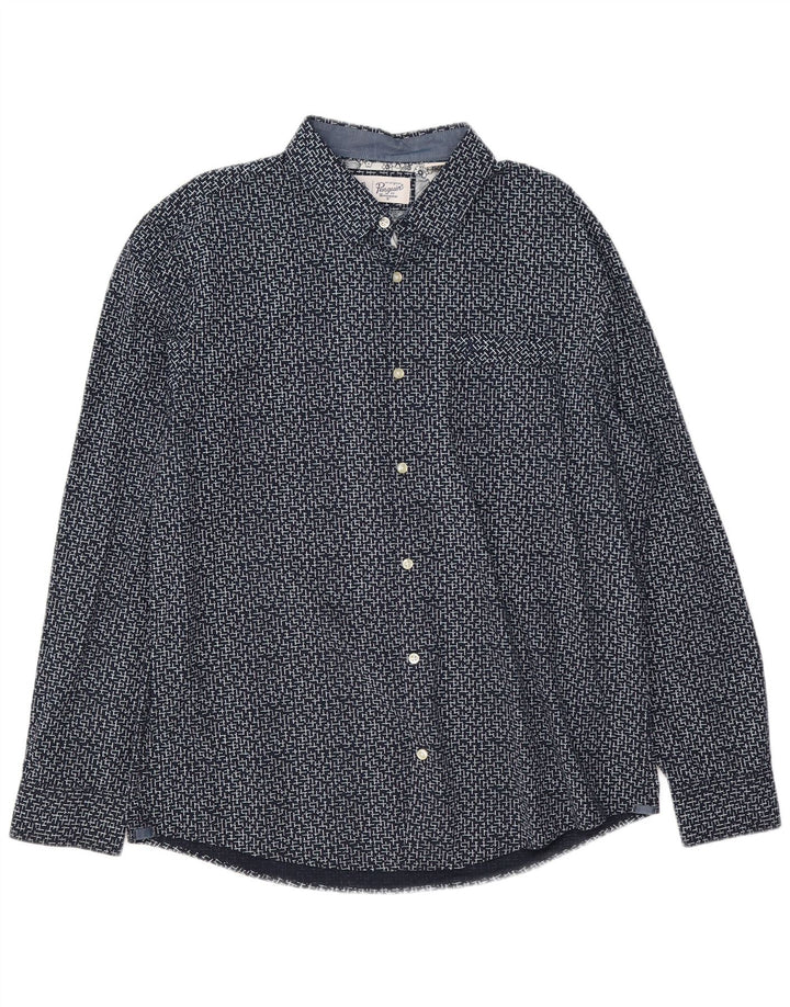 Penguin Mens Shirt XL Blue Geometric Cotton