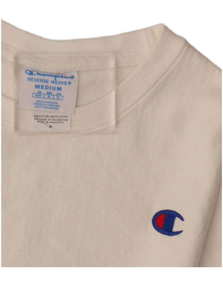 Champion Womens Sweatshirt Jumper UK 14 Medium White Cotton