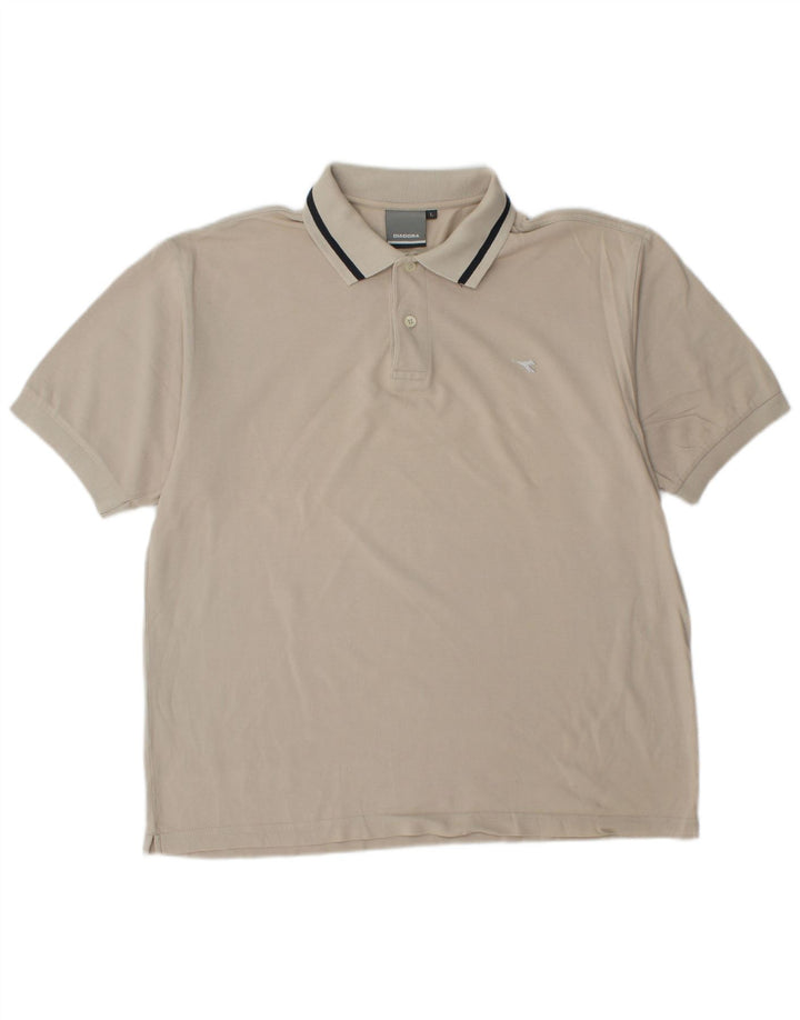 DIADORA Mens Polo Shirt Large White Cotton