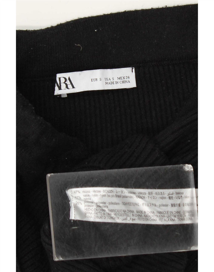 Zara Womens Knit Mini Skirt Small W26 Black Viscose