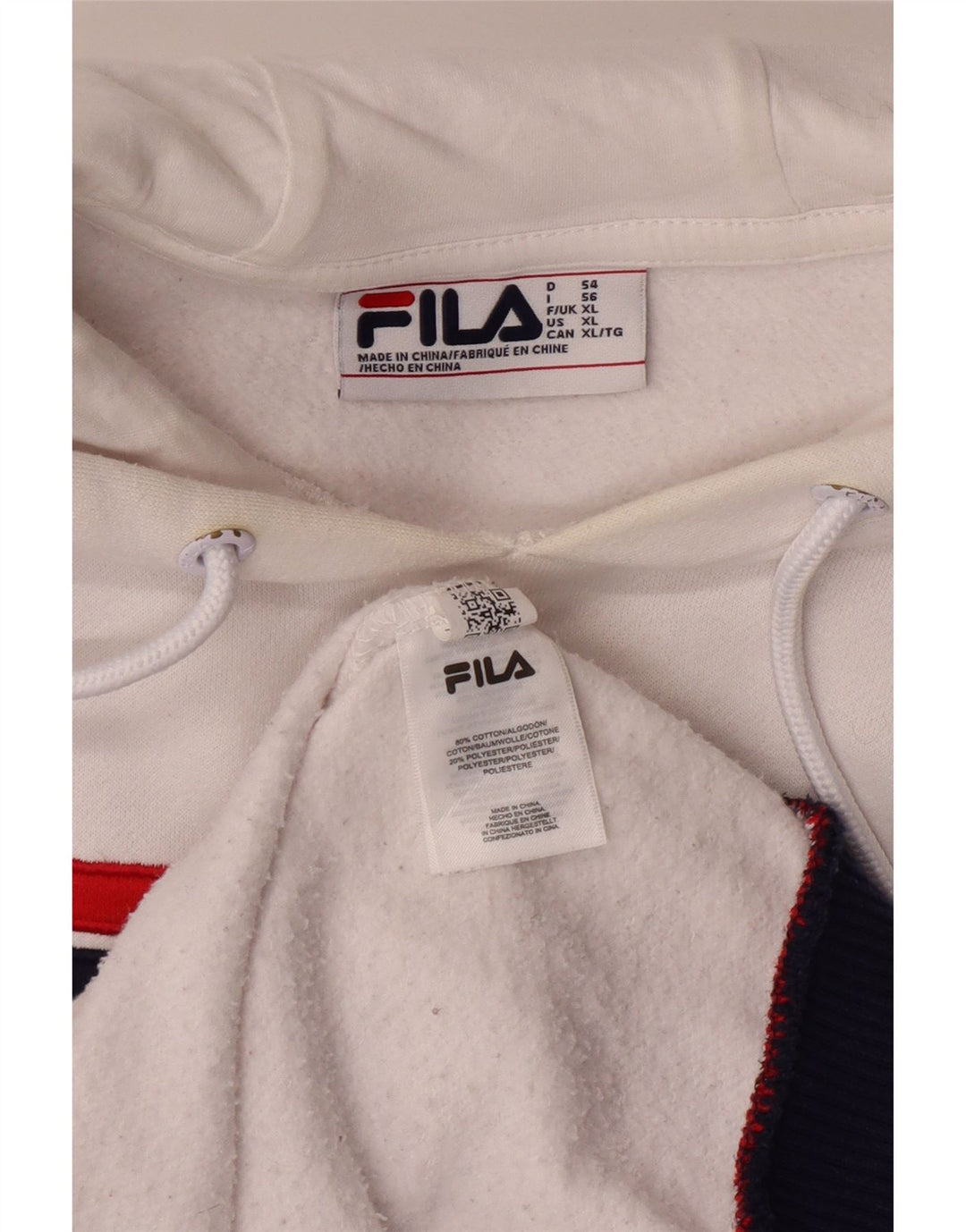 FILA Mens Graphic Hoodie Jumper XL White Cotton