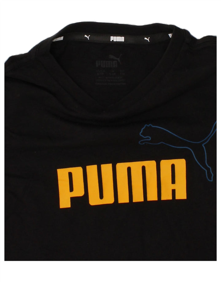 PUMA Boys Graphic T-Shirt Top 5-6 Years Black Vintage Puma and Second-Hand Puma from Messina Hembry 