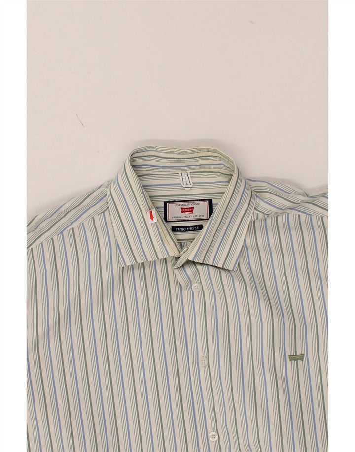 CARRERA Mens Shirt Large Green Striped Cotton Vintage Carrera and Second-Hand Carrera from Messina Hembry 