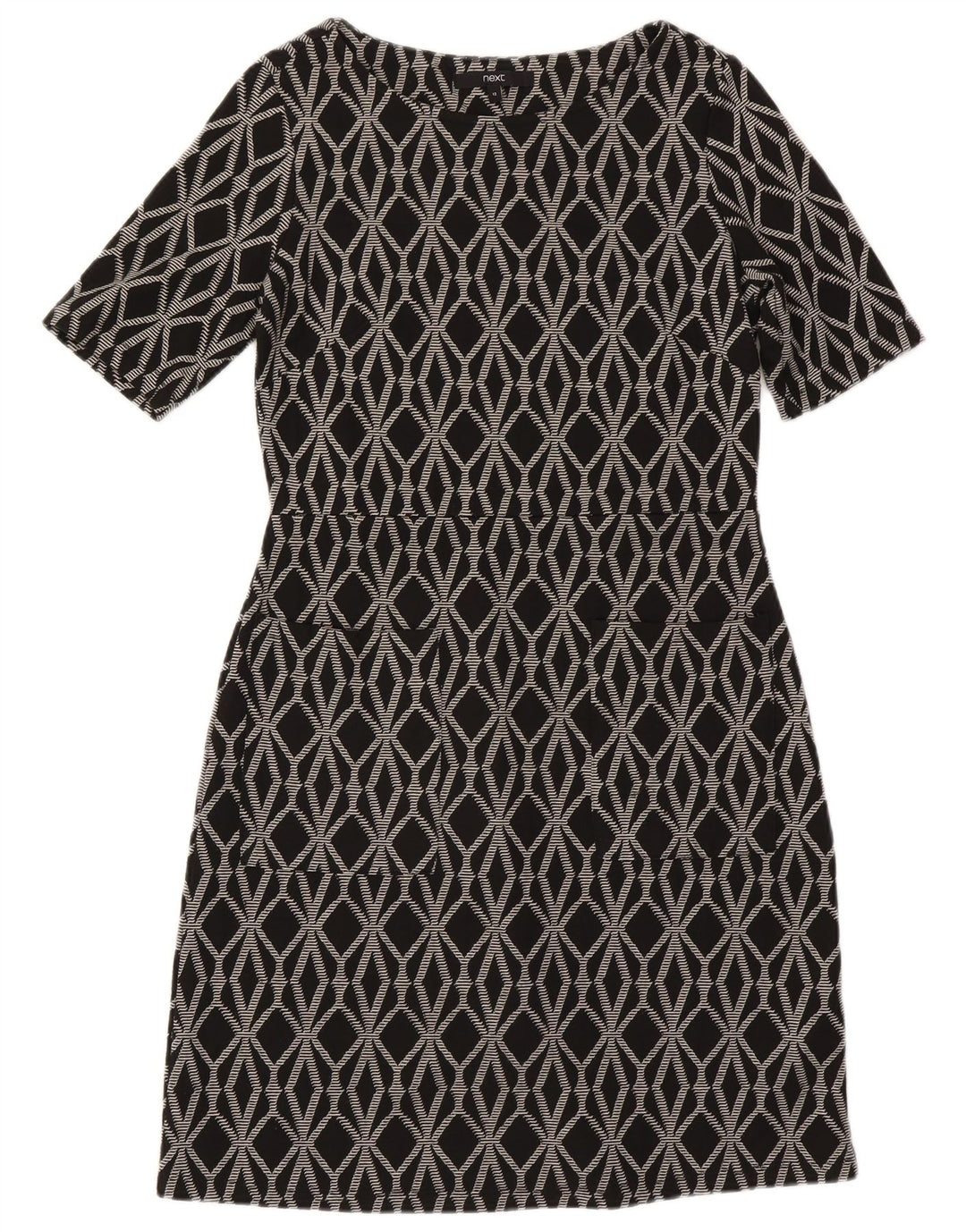 Next Womens Sheath Dress UK 12 Medium Grey Geometric Polyester