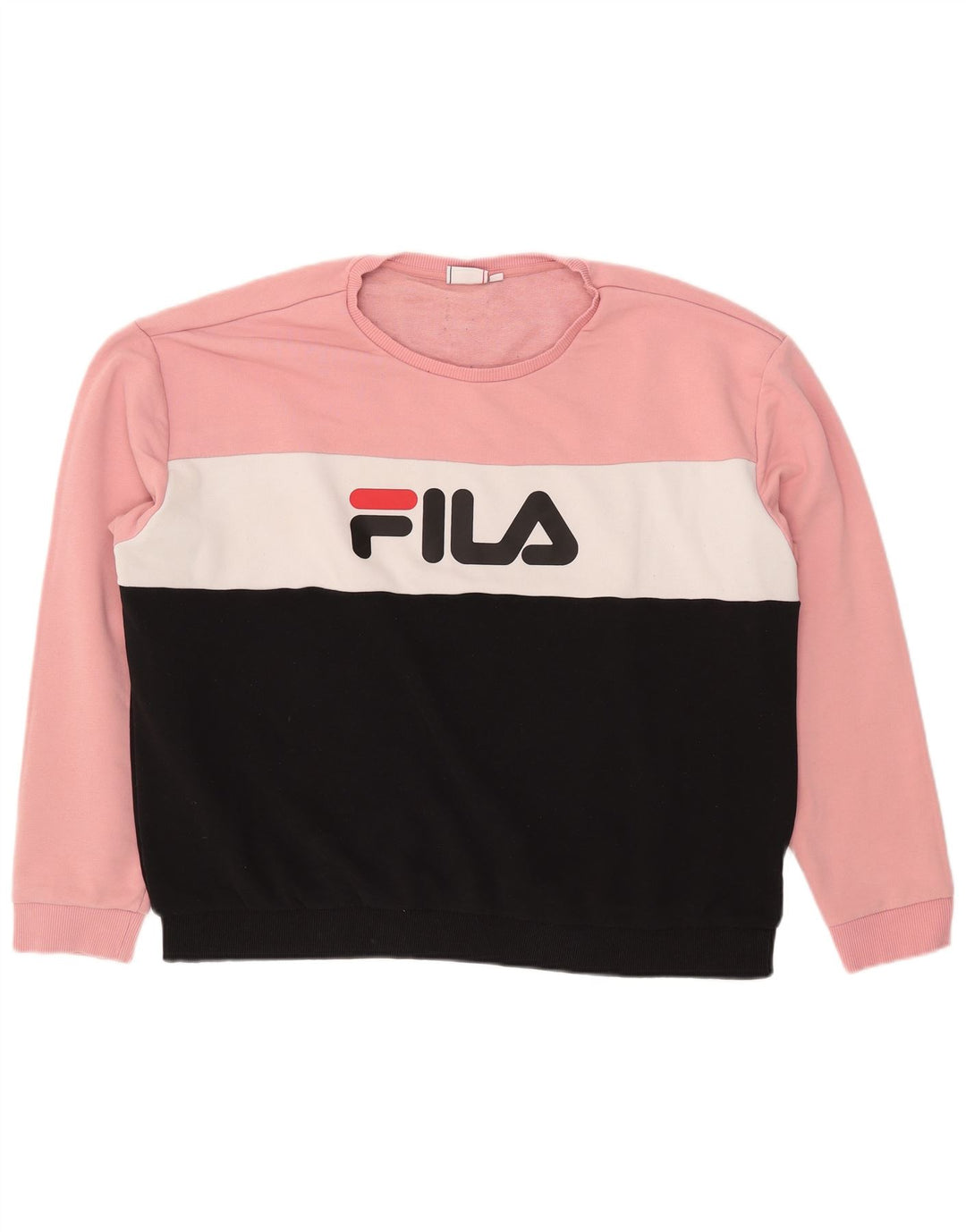 FILA Womens Graphic Sweatshirt Jumper UK 24 4XL Pink Colourblock Cotton