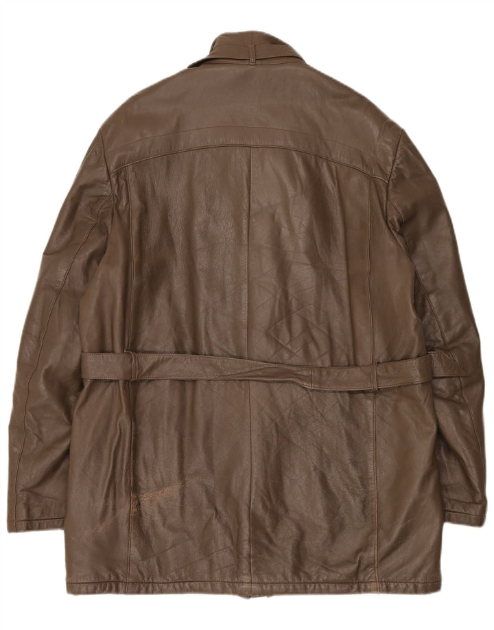 Vintage Mens Leather Jacket IT 52 XL Brown Leather