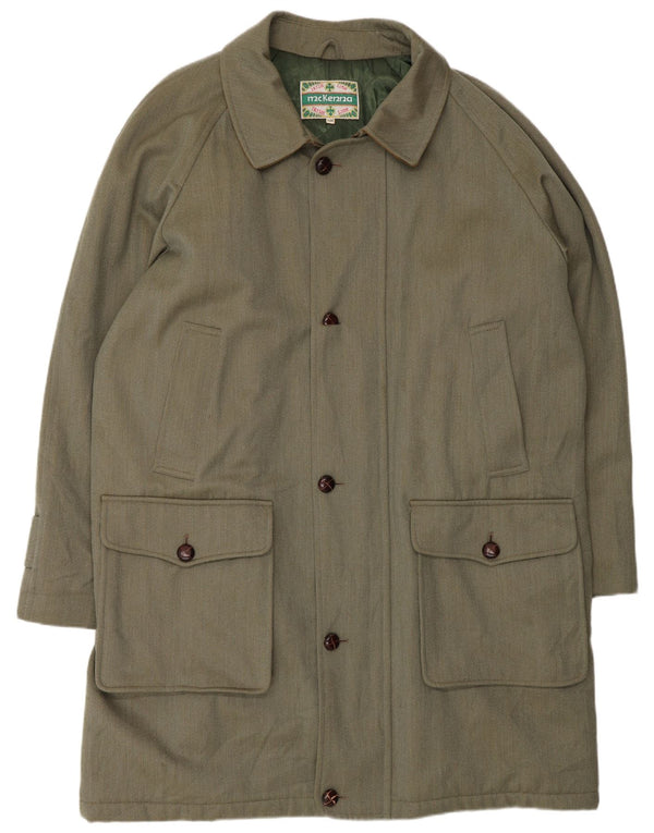 Vintage Mens Overcoat EU 58 4XL Green Wool