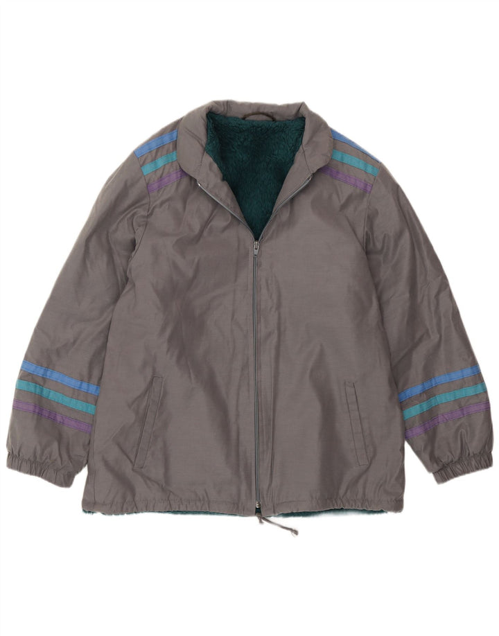 Vintage Mens Windbreaker Jacket UK 38 Medium Grey Striped