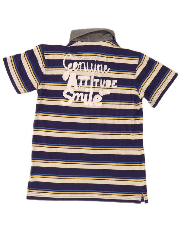 Gas Boys Graphic Polo Shirt 7-8 Years Navy Blue Striped Cotton