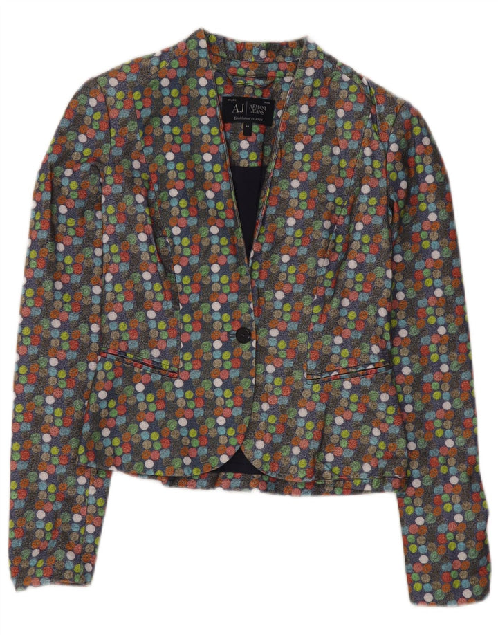 ARMANI JEANS Womens Blazer Jacket IT 40 Small Multicoloured Polka Dot