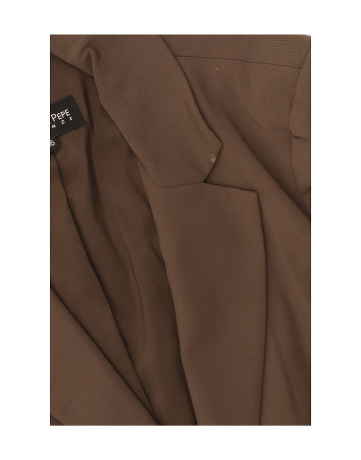 PATRIZIA PEPE Womens 2 Button Blazer Jacket IT 46 Large Brown Virgin Wool