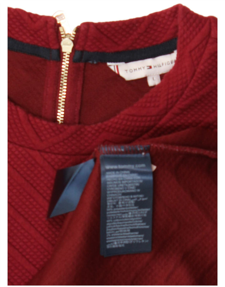 TOMMY HILFIGER Womens Basic Dress UK 16 Large Burgundy Geometric Polyester