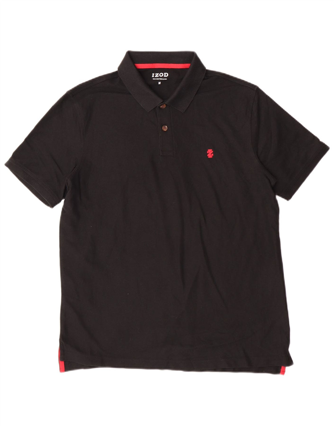 Izod Mens Polo Shirt Medium Black Cotton