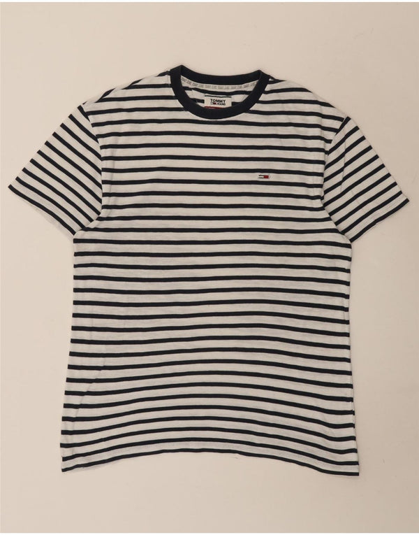 Tommy Hilfiger Mens T-Shirt Top Medium White Striped