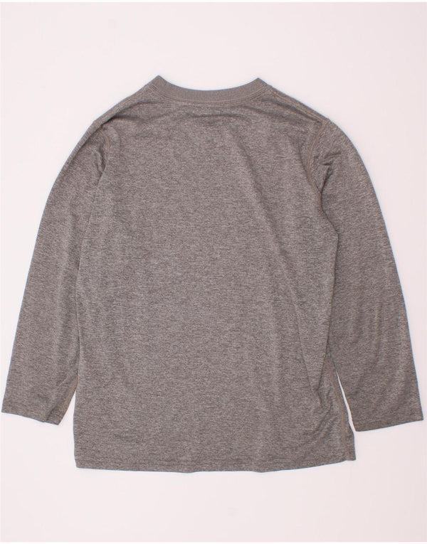 Nike Boys Dri Fit Graphic Top Long Sleeve 8-9 Years Small Grey Polyester