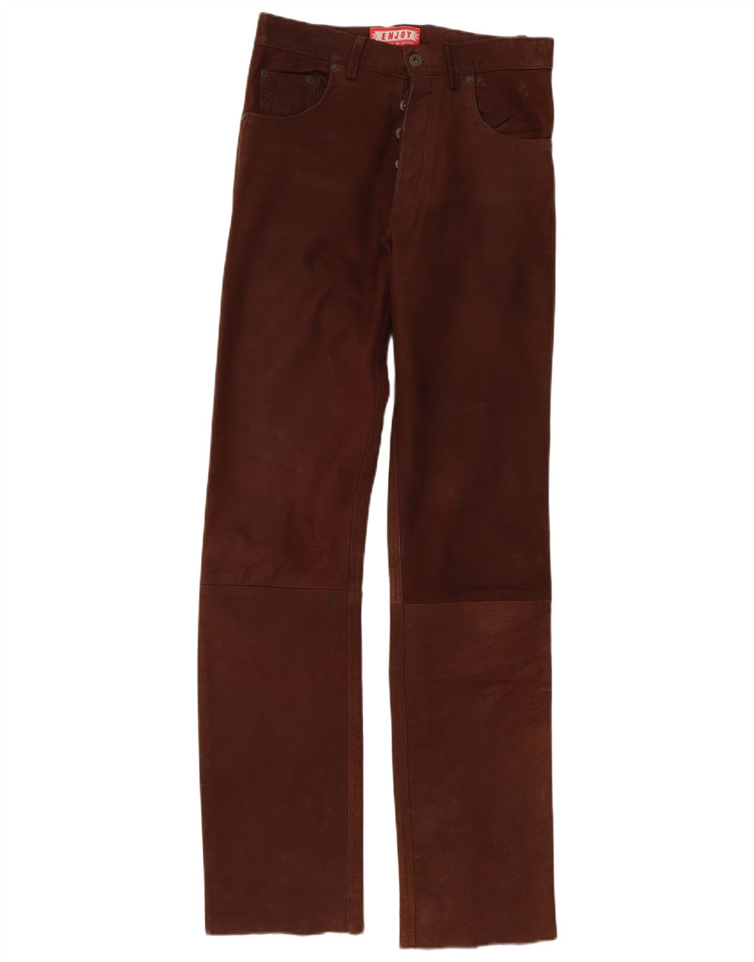 ENJOY Mens Leather Trousers W30 L34 Brown