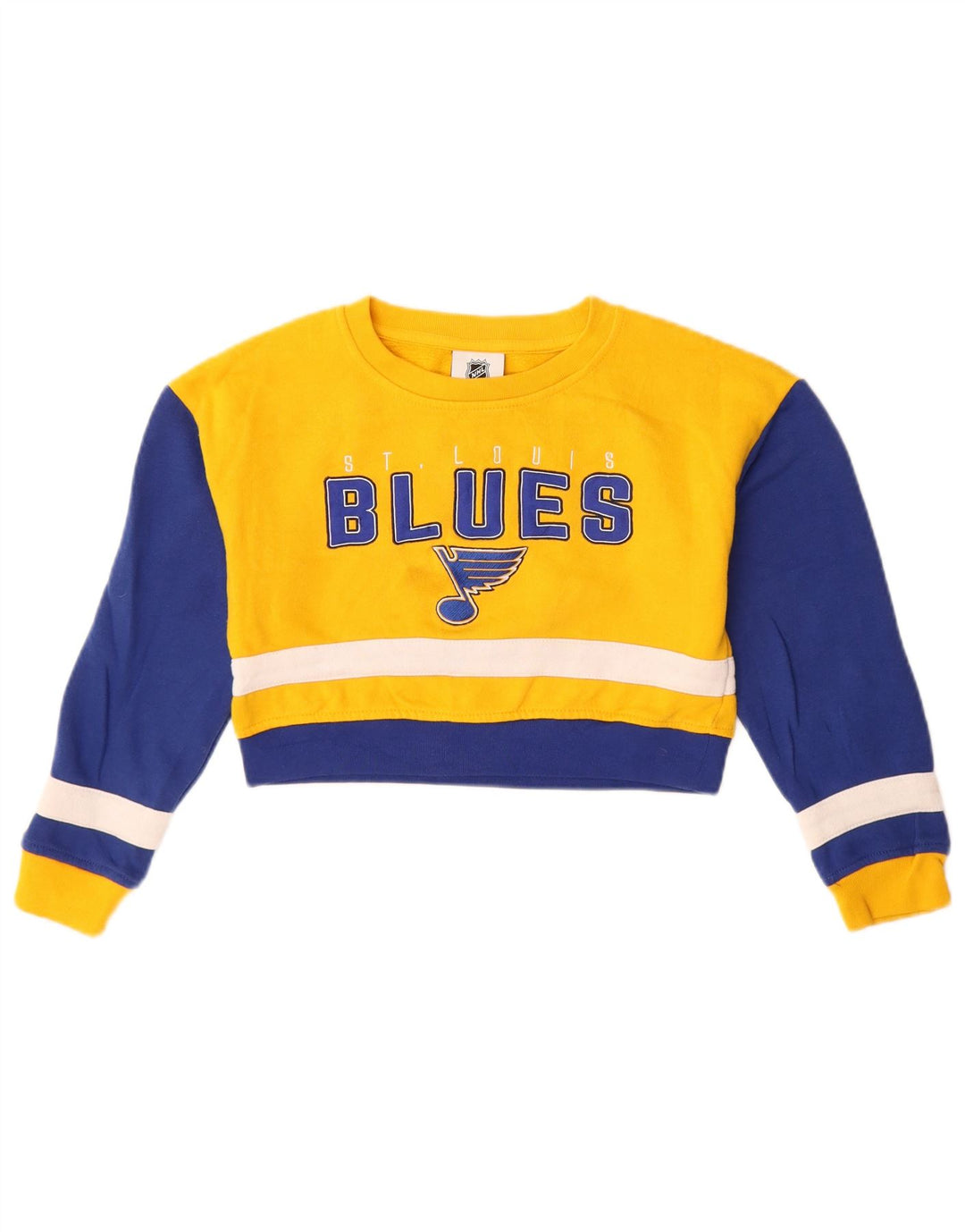 NHL Girls Crop Graphic Sweatshirt Jumper 7-8 Years Yellow Colourblock