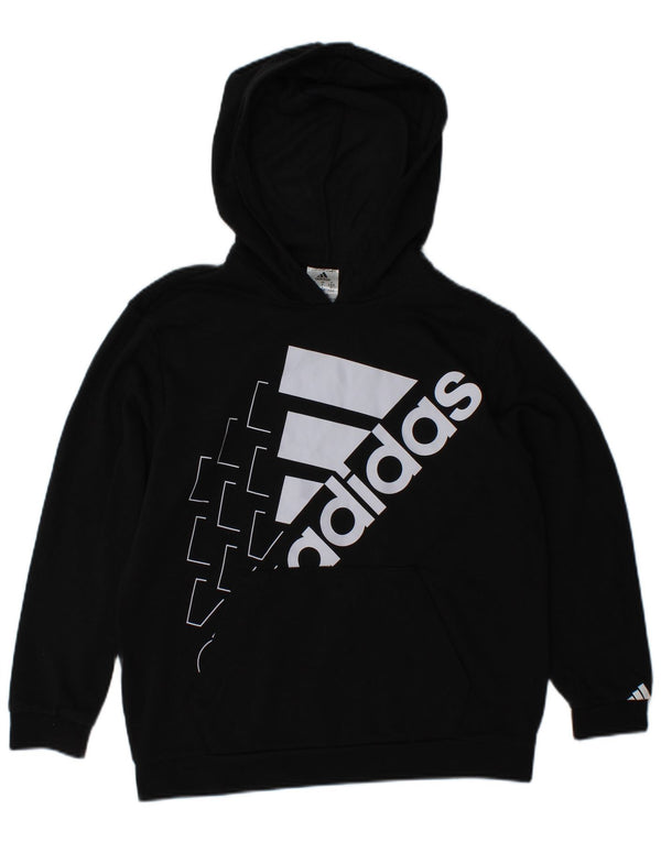 ADIDAS Womens Graphic Hoodie Jumper UK 8/10 Small Black Cotton