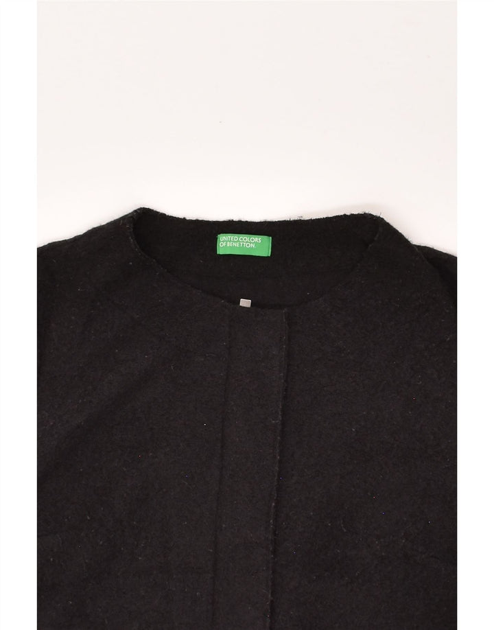BENETTON Womens Bomber Jacket UK 12 Medium Black Polyester | Vintage Benetton | Thrift | Second-Hand Benetton | Used Clothing | Messina Hembry 
