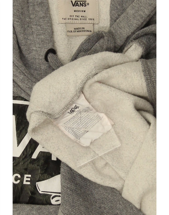 VANS Mens Graphic Hoodie Jumper Medium Grey Flecked Cotton