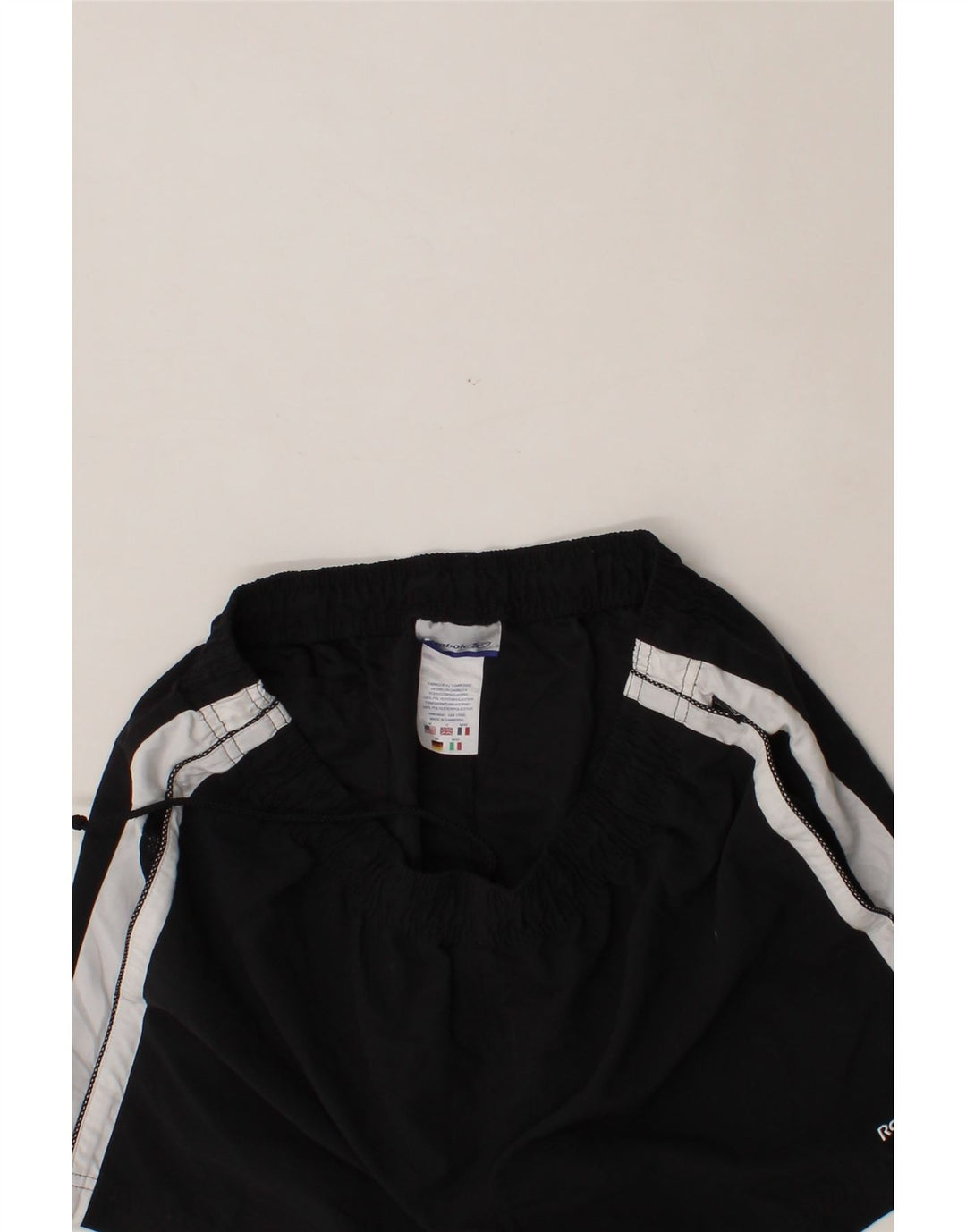 REEBOK Womens Sport Shorts UK 12 Medium Black Colourblock Polyester Vintage Reebok and Second-Hand Reebok from Messina Hembry 