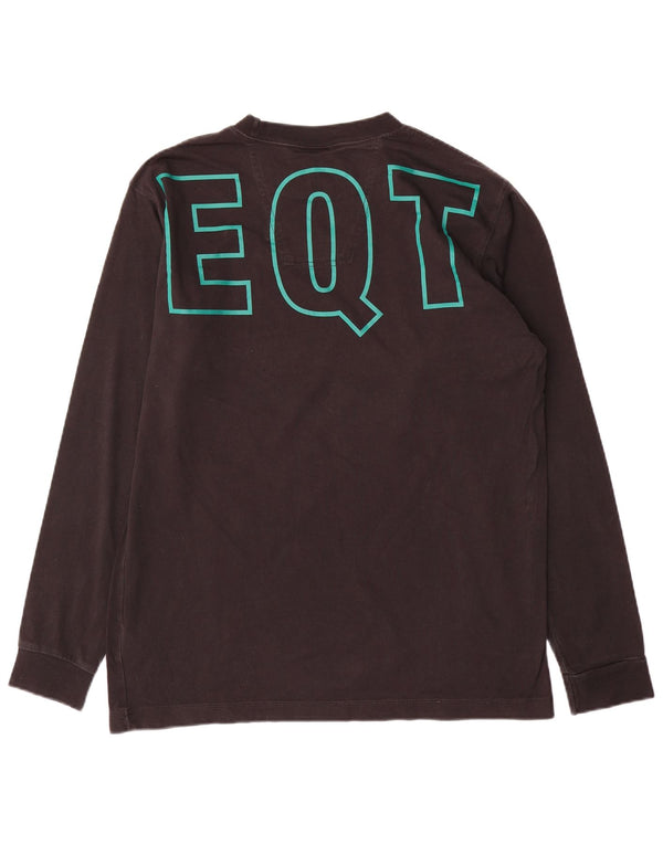 ADIDAS Mens Graphic Top Long Sleeve Large Black Colourblock Cotton