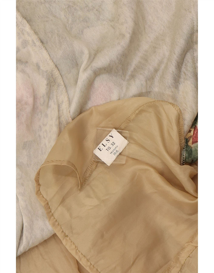 VINTAGE Womens Asymmetrical Skirt IT 32 2XS W23  Brown Floral Polyester